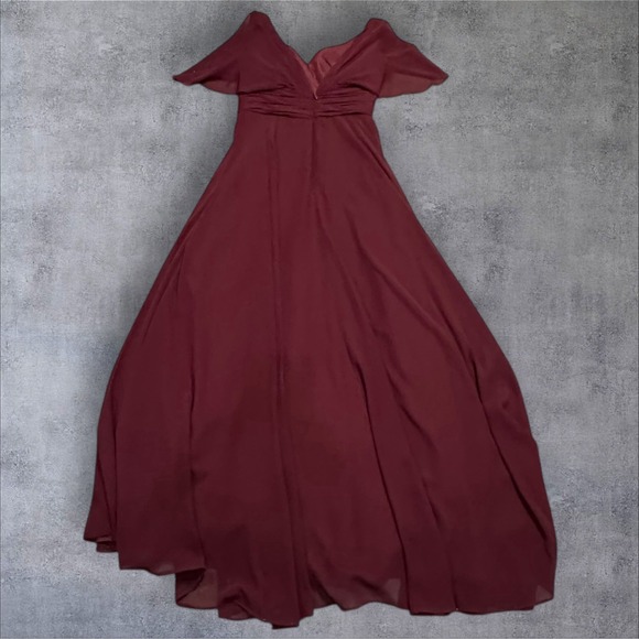 AZAZIE PAMELA Mulberry A-Line V-Neck Pleated Chiffon‎ Dress - Picture 15 of 16
